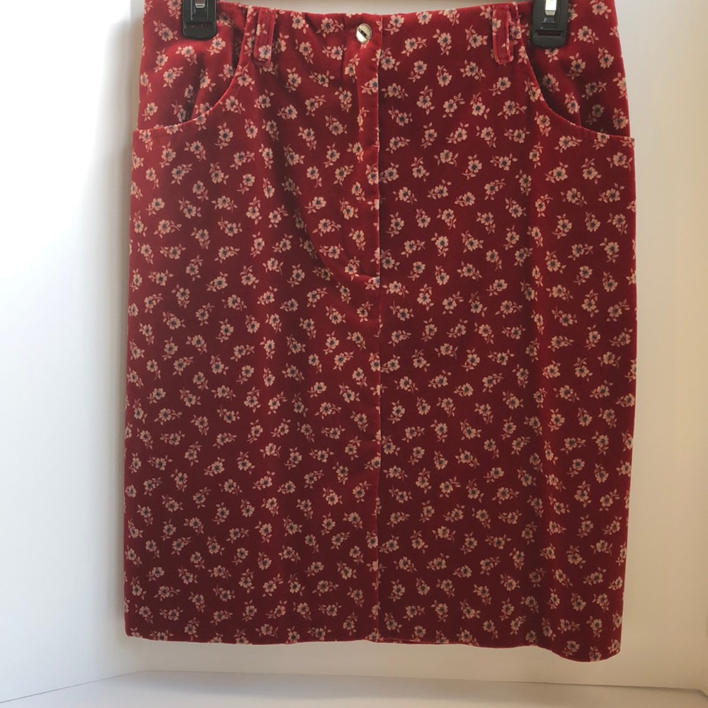 NWT Coldwater Creek vintage cotton velvet zip front skirt size 10